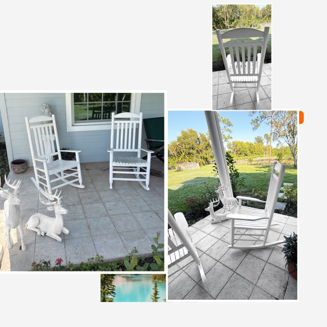 Outdoor All Wood White Rocking Chairs 