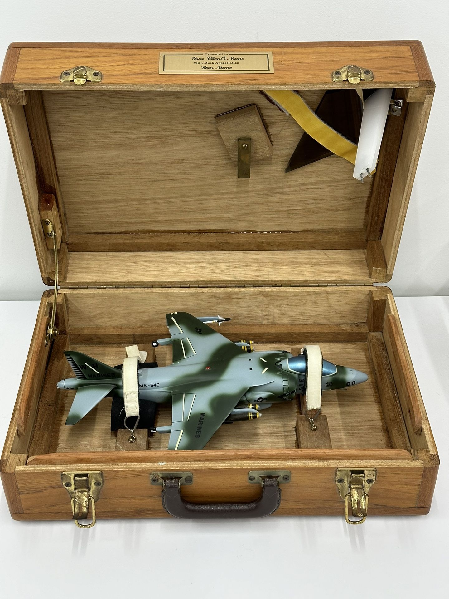 VMA-542 Marines Fighter Jet Plane Wooden Sculpture Model