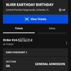 Earthday Birthday! 3 Tickets For Sale. $60 Each