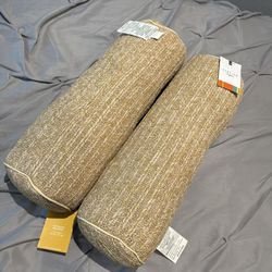 🏖️ 2 bolster pillows Woven outdoor accent throw patio 20” NWT HTF bundle sunglow