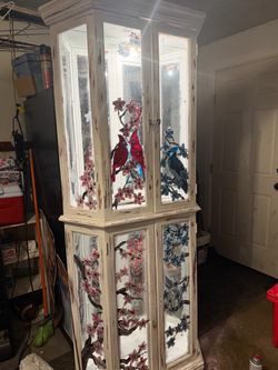 Custom shabby chic curio cabinet with light