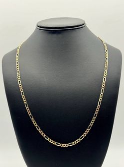 Jewelry 14k solid three tone gold figaro chain necklace 13.2 grams