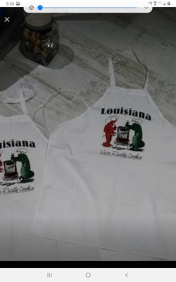 Pair white aprons Louisiana we're really cookin BRAND NEW tailgaters?crawfish alligator