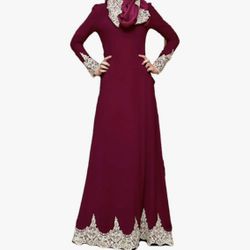 Muslim Women Long Dress Vintage Abaya Islamic Ramadan Maxi Robe Party Arab Robe Lace Gown