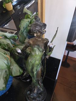 "Museum-Quality Pierre Roche Art Nouveau Bronze: 'The Water Nymph' Figural Lamp c. 1900"