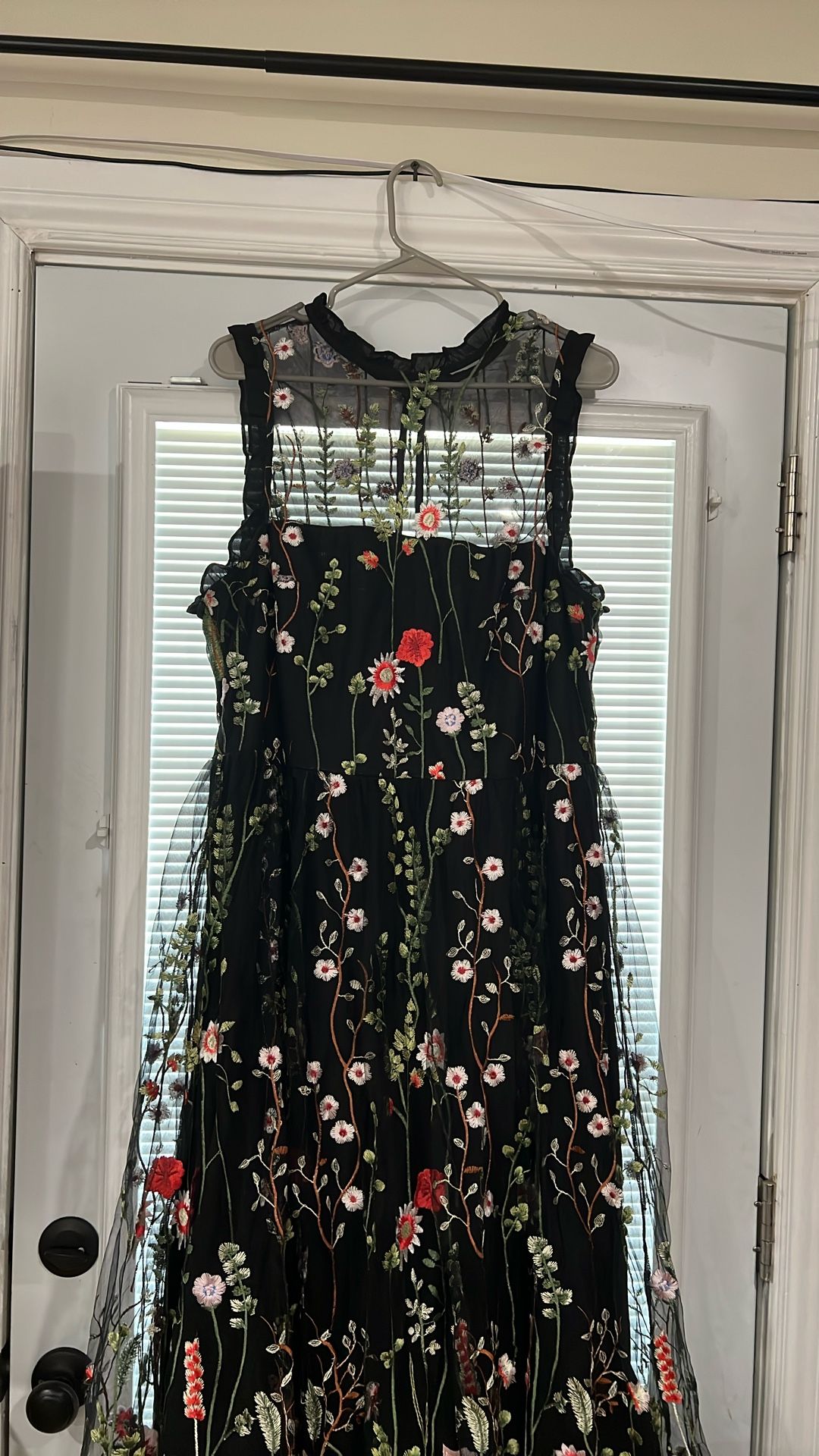 18W Black Flower Dress