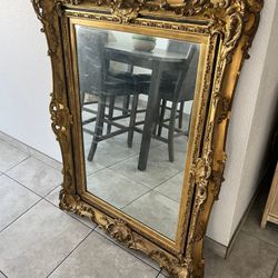 Antique Mirror Gilded Wood  37” X 50”