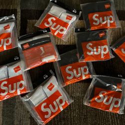White Supreme Socks 