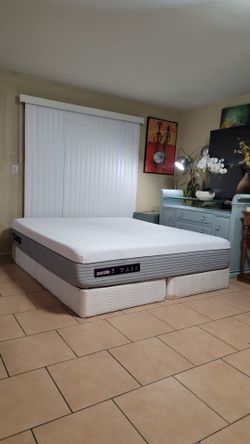 VERY NICE LIKE NEW CALIFORNIA KING SIZE PURPLE MATTRESS AND BOXSPRINGS FOR SALE! IN EXCELLENT CONDITION, FREE DELIVERY