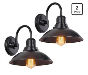 Black Gooseneck Barn Light 2 Pack, Farmhouse Bathroom Vanity Sconce with E26 Base