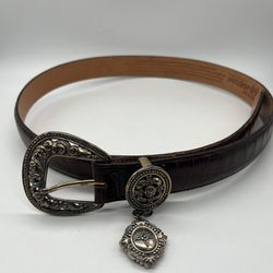 Brighton Museum Collection 1995  L 43207 Women Brown Leather Belt with Locket Size “L”