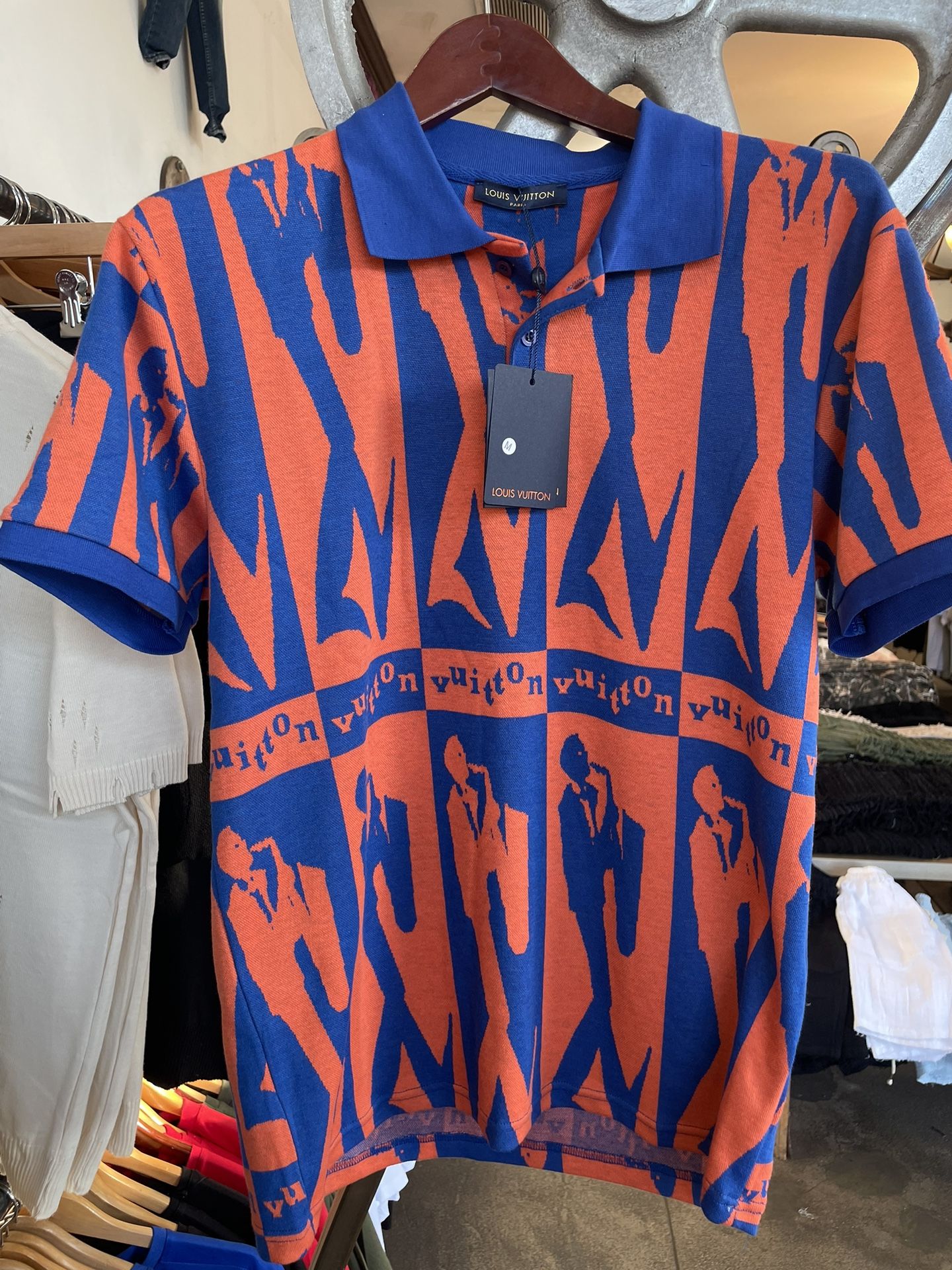 blue and orange louis vuitton shirt