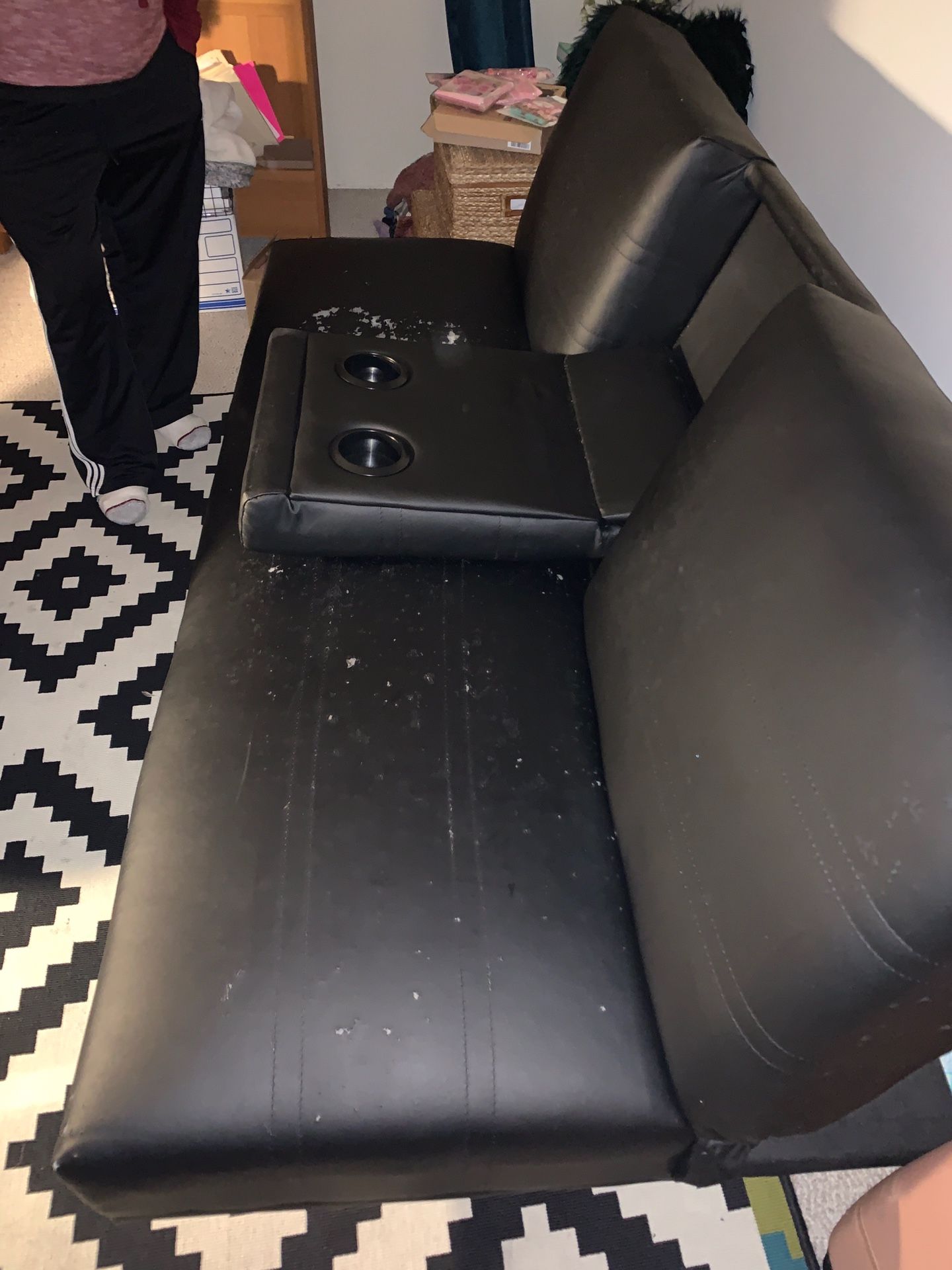 Futon with cup holder/arm rest