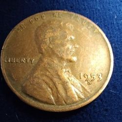 1953 S  Penny With Error 