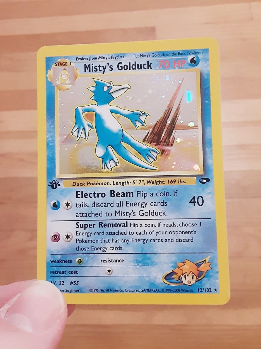 LP WOTC Holo Swirl Misty's Golduck 12/132 Gym Challenge Pokemon