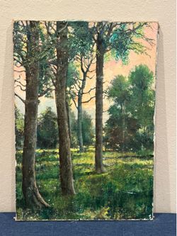Stunning c1920s Antique Italian Forest Oil Painting Inscribed "Marchi"