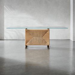 CB2 Rectangular Clear Glass Dining Table 84"