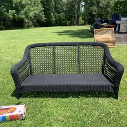3 Seat Wicker Couch Black