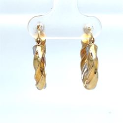 14Kt Tri Color Gold Twist Hoop Earrings 1.50g 3.8x20mm 156058/9
