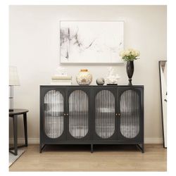 Accent Storage Cabinet Sideboard Cabinet with Tempered Glass Doors 