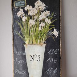 Large Framed Floral Wall Art – Neutral Farmhouse Decor