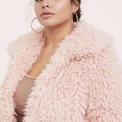 Torrid - Pink Crop Top Faux Sherpa Jacket