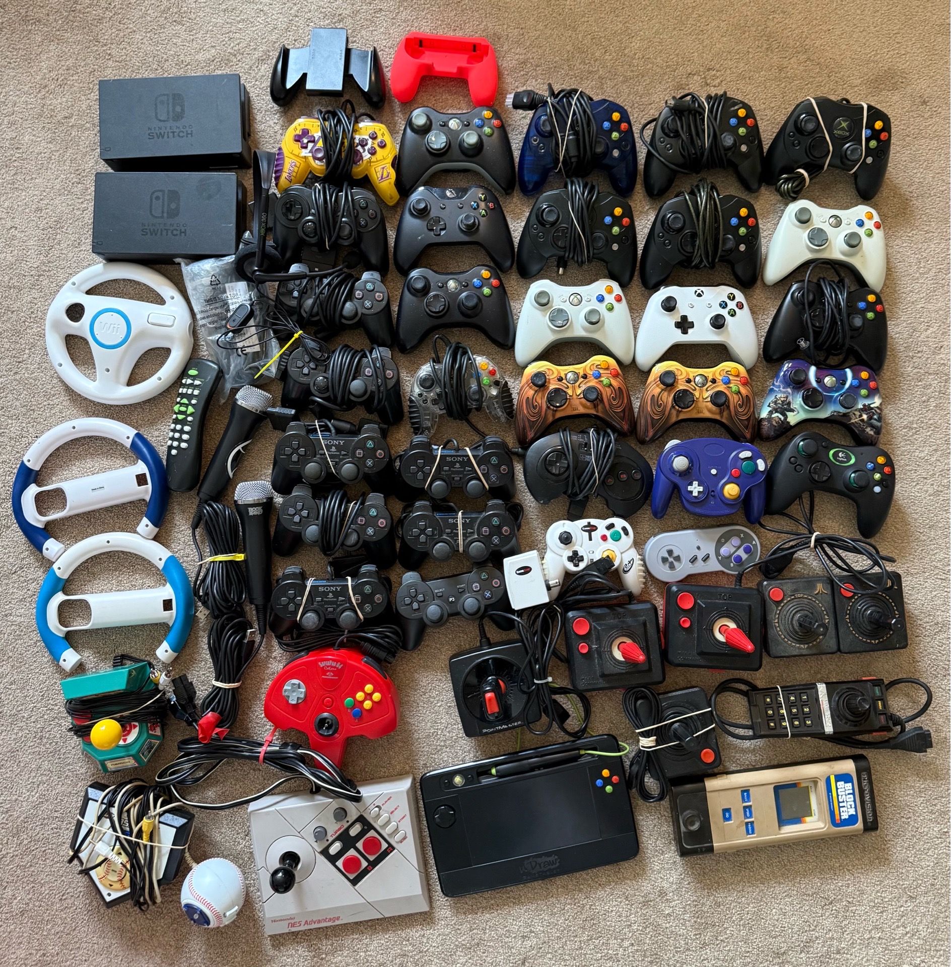 Huge Video Game Controller Lot - Retro to Modern (Switch, Xbox, PlayStation, Atari)