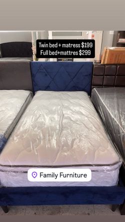 Twin bed + twin regular mattress NEW