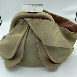 Vintage Muted Green Or Khaki Green And  Salmon  Peach Wristlet Purse 1930’s-1940’s