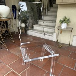 4 Gorgeous Thick Beveled Lucite Charles Hall is Scalloped Dining Chairs $2227