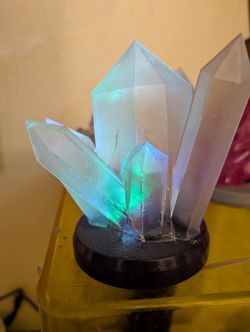 Handmade Frosted Crystal Cluster LED Lamp White or Color Changing