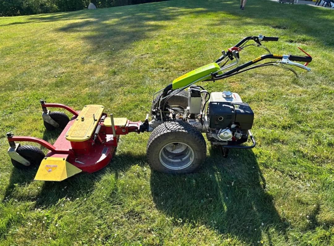 Grillo-G107D-Walk-Behind-Tractor-Mower plus-Rototiller-Dozer-Blade-Power-Barrow