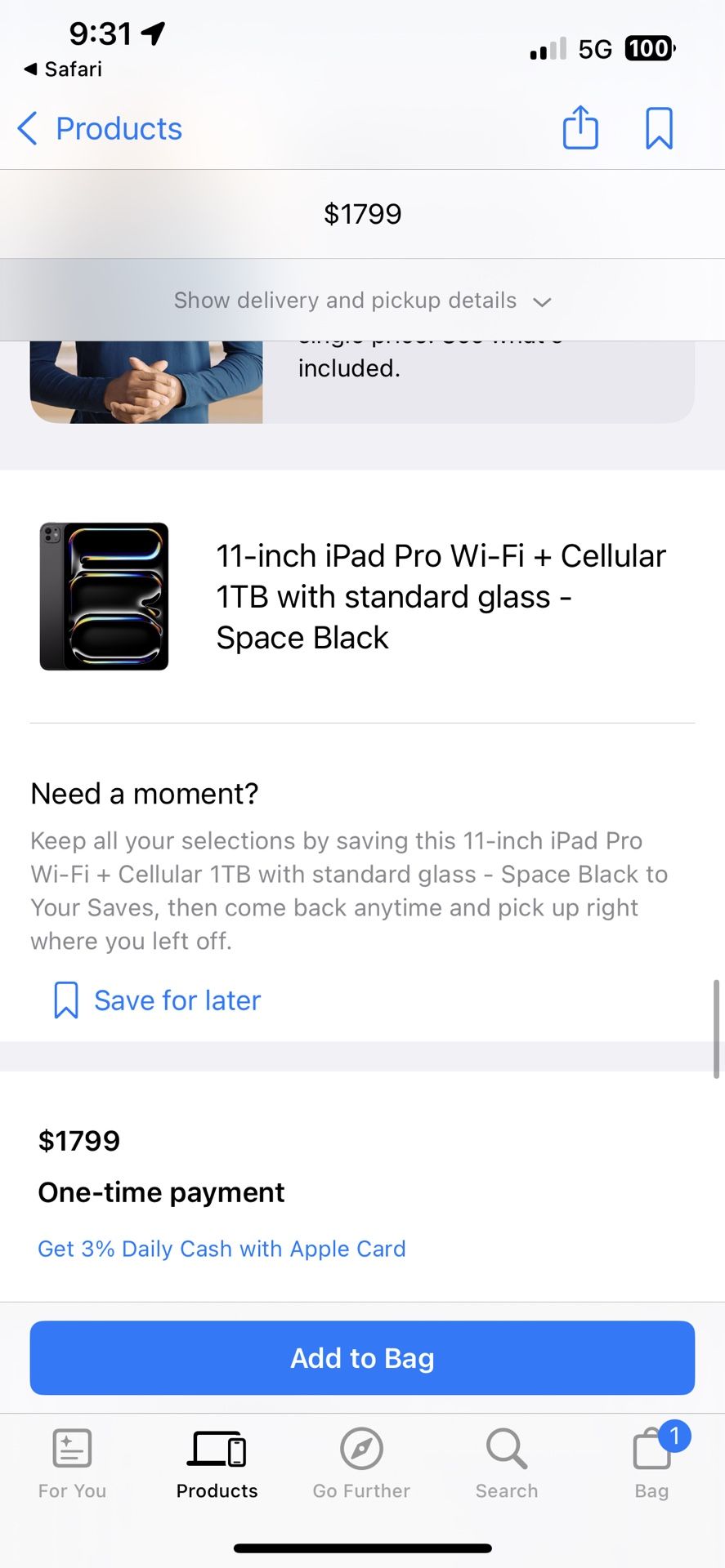 New iPad Pro M4 1 TB Storage Wifi+ Cellular AppleCare Till 2026