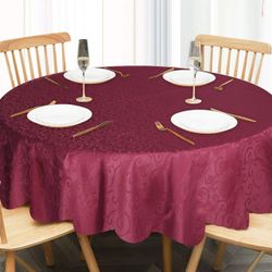 Polytable Round Tablecloth Red- Wrinkle Resistant and Washable Polyester Fabric Table Cloth for Dining Party Indoor and Outdoor Use, 70 x 70 Inch