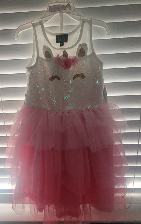 Toddler/girl Size 5 Unicorn Pink Easter Dress 