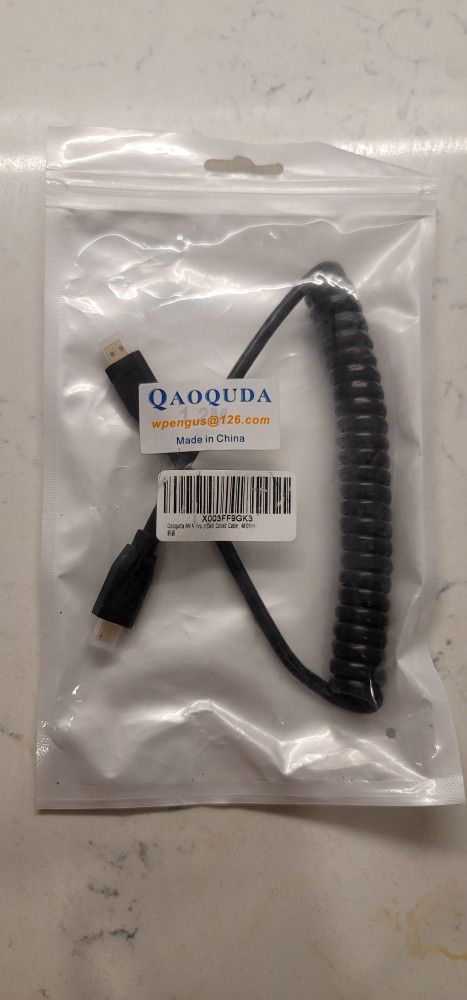 Micro HDMI to micro HDMI (male) coiled cable