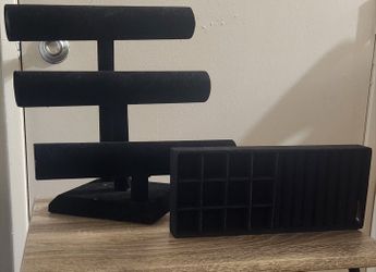 Black Velvet Jewelry Display Stand & Ring Tray