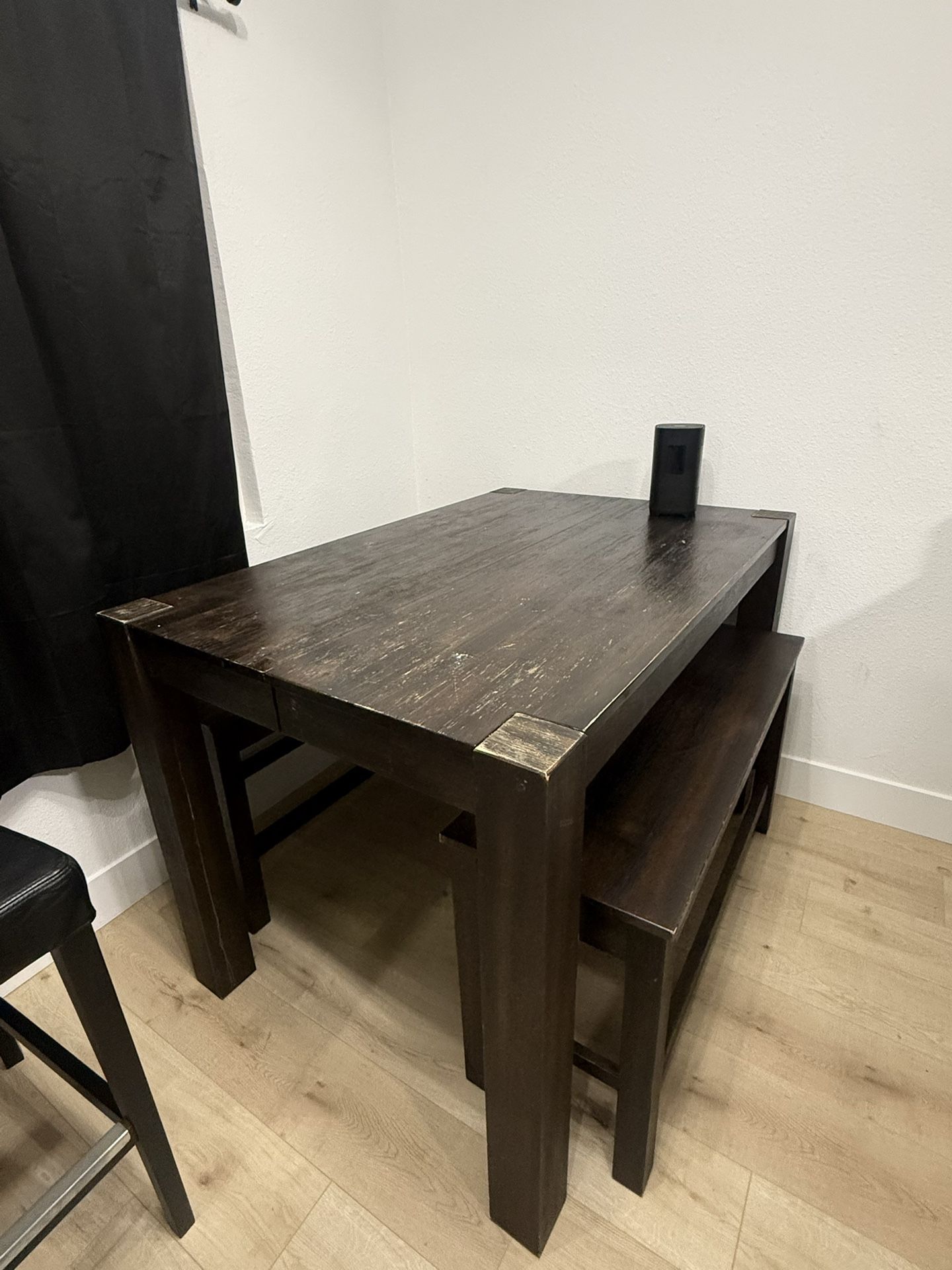 Wood Table With 2 Benches