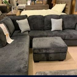 Dark Grey 2 Pieces Sectional Couch Same Day Delivery