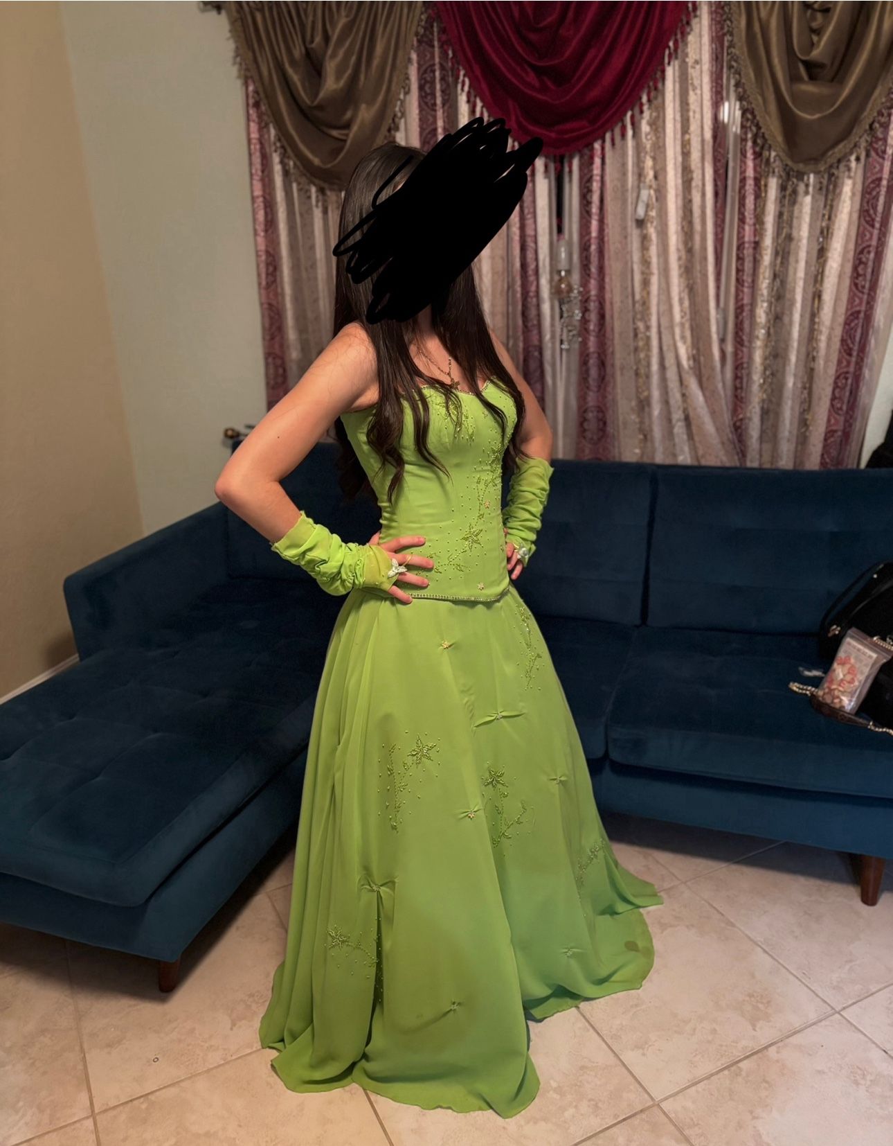 Lime green Quince 15 dress with corset