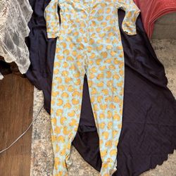 Womens XL Joe Boxer Blue Fleece Footed One Piece Pajamas W/Yellow Rubber Duckies