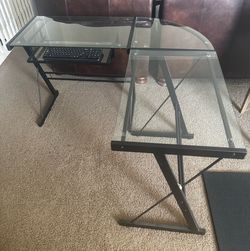 Glass corner office desk