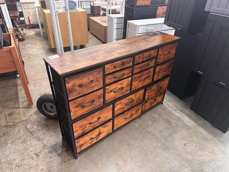 EnHomee Wide Dresser with 16 Drawers TV Stand with Power Outlet Dresser for Bedroom Fabric Dresser TV Stands for living Room/Bedroom,51.1"W*11.8"D*34.