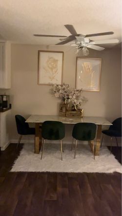 Marble dining table with chairs