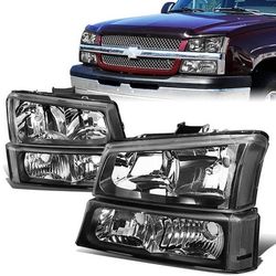 LA Zona Auto Parts Chevy Silverado , Avalanche Black Housing Headlights For 2003 To 2006 Farros Luces Micas Calaveras 
