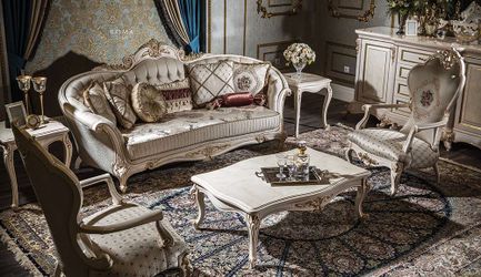 Handmade Baroque Living Room Set — Roma 2160 Solid Wood