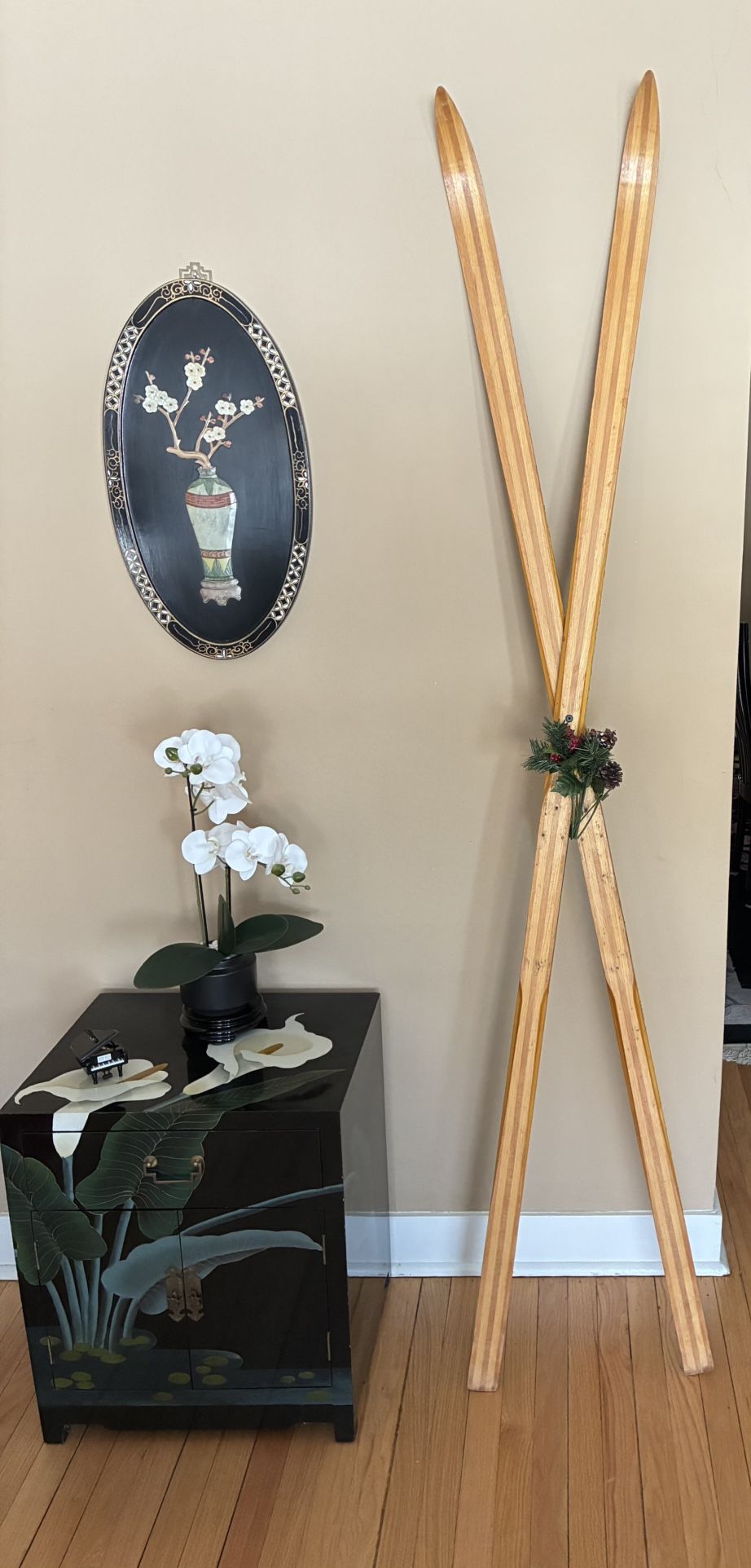 7 Foot Tall Authentic Skis for Holiday Display 