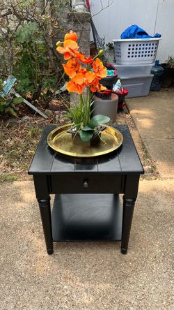 Black Wood End Table with Drawer