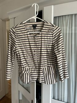 Jcrew navy and cream stripe blazer