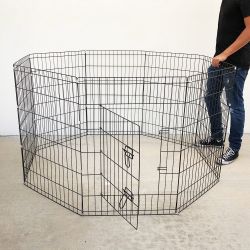New in box $49 Foldable 36” Tall x 24” Wide x 8-Panel Pet Playpen Dog Crate Metal Fence Exercise Cage